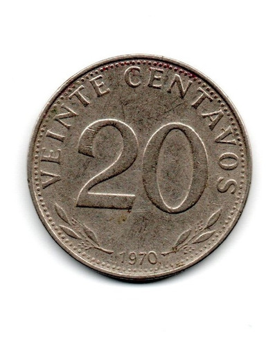 Bolivia Moneda 20 Centavos Año 1970 Km#189 Fecha Escasa