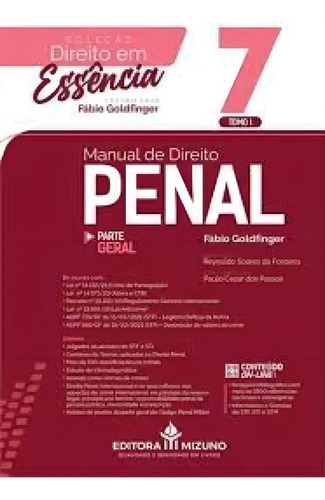 Manual de Direito Penal Parte Geral Tomo I editora Mizuno capa mole