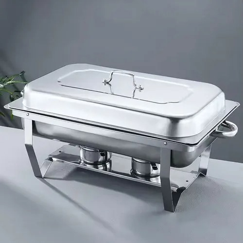Rechaud Retangular Aço Inox Banho Maria 2 Cubas 11l - Buffet