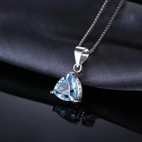 Imagen 4 de 10 de Collar Azul Topacio Plata 925 Mujer + Cadena + Caja Fina