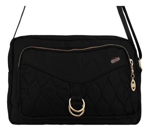 Bolsa Crossbody Multiples Compartimentos Moda Casual 2405 Color Negro