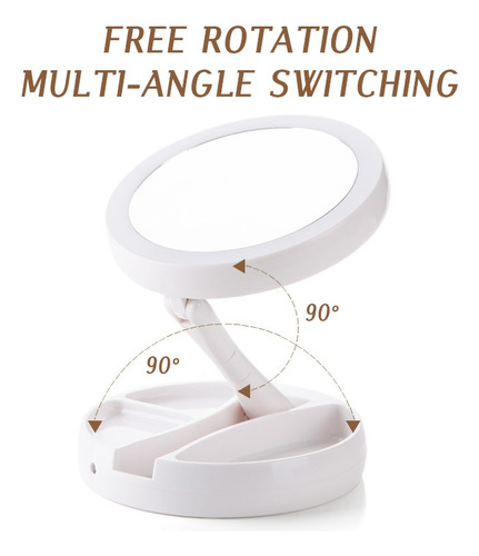 Espejo Luz Led Para Maquillaje De Tocador Plegable 10x