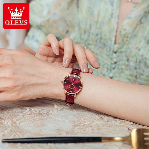 Reloj De Cuarzo Simple Olevs Calendar Diamond
