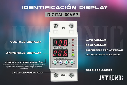 Supervisor Voltaje Digital 63a Superficial Jvtronic 110/220v