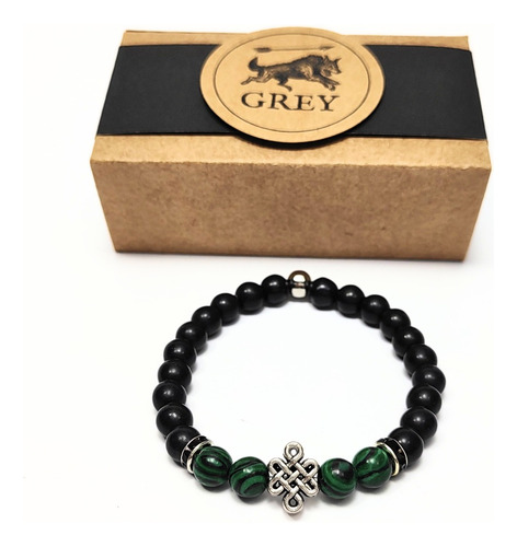 Pulsera De Hombre Nudo Celta Con Malaquita