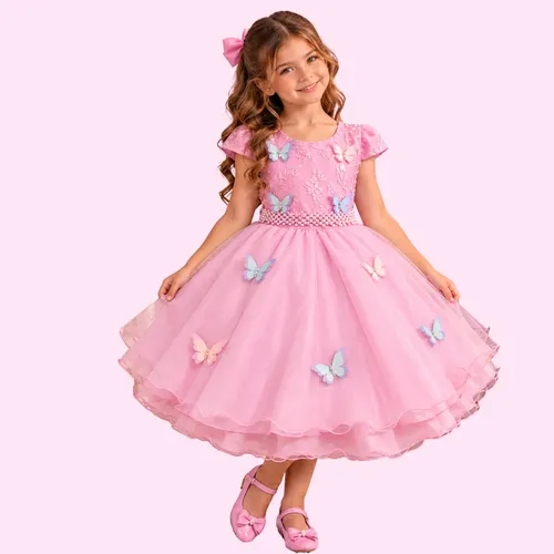 Lele Infantil Vestido De Festa Infantil Luxo Jardim Encantado Borboletas