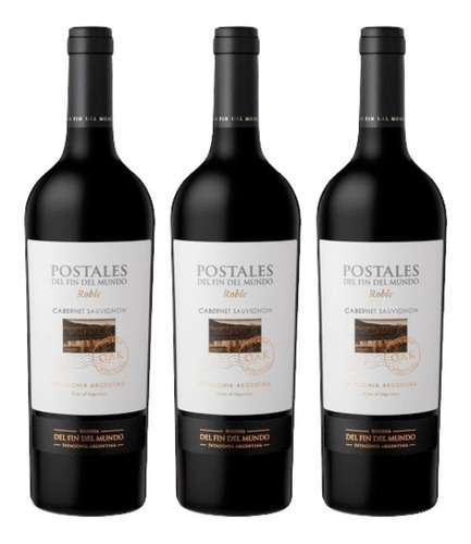 Vino Postales Roble Cabernet Sauvignon 750 Ml. Pack 3 Bot