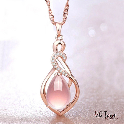 Zx169 Piedra rosa romántico claro Blush adornado//Cromo Cadena Collar