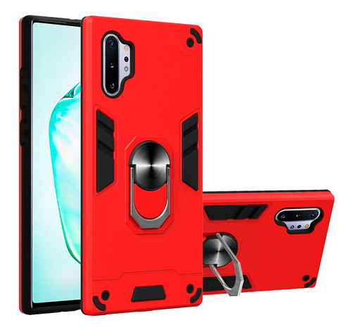 Funda Case Para Motorola Moto E7 Con Anillo Metálico Rojo