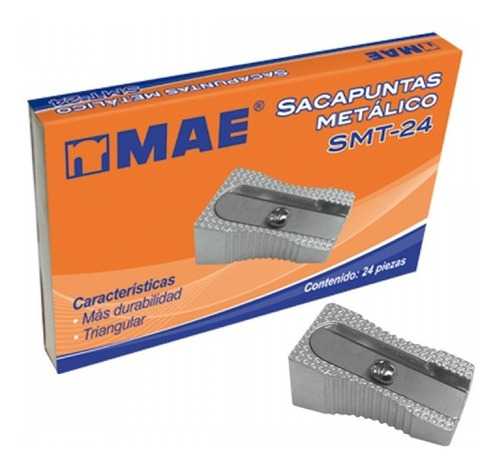 Sacapuntas Metalico 1 Orificio Caja 24 Piezas Escolar 