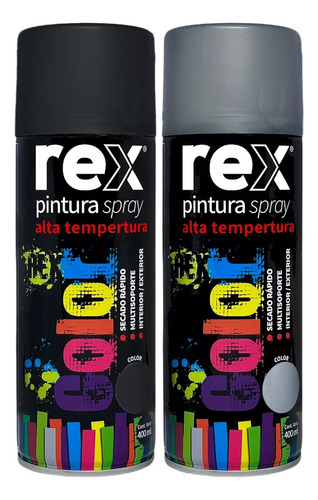 Pack 6 Spray Para Alta Temperatura Negro/aluminio 400ml Rex 
