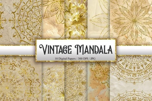 Papeles Fondos Digitales - Vintage Mandala Glitter Backgroun