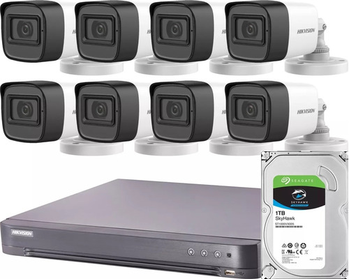 Kit Seguridad Hikvision Dvr 8 + 8 Camaras Exterior 2mp + 1tb