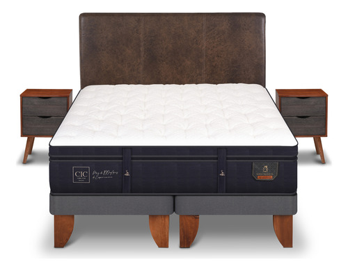 Cama Europea Super Premium 2 Plazas Bd Baker S/t Cic Azul