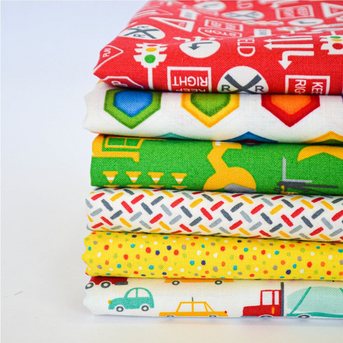 Set 6 Telas Algodón, Patchwork 50x55cm C/u Diseño Autos