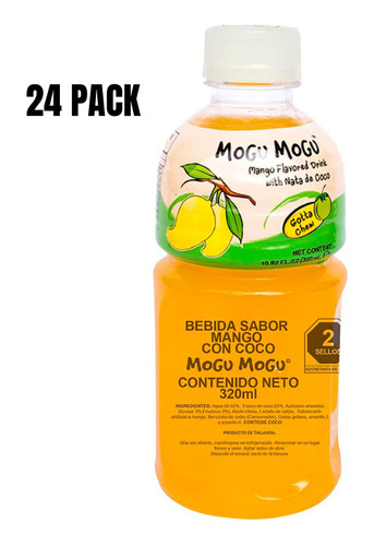 24 Pack De Bebida Sabor Mango Con Coco Mogu Mogu 355ml C/u
