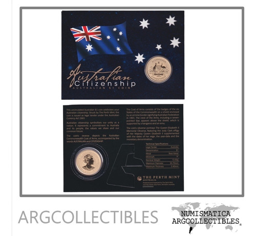 Australia Blister Moneda 1 Dolar 2024 Laton Citizenship Unc