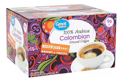 Colombian Ground Coffe Pods Medium Dark 96 Ct