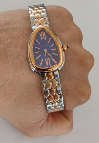 Reloj Bnlgr Mod. Serpentie Seduttorie Dama Correa Oro Rosa/plata Bisel Oro Rosa Caratula Azul (Usado)