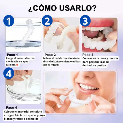 Dientes Postizos Ajustable Dentadura Carillas Dentales Molde