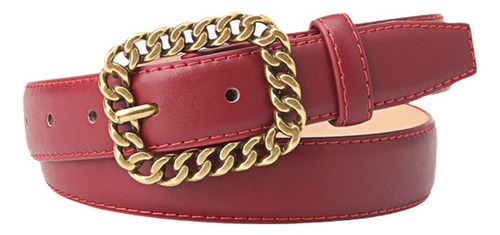 Cinturón De Cuero Para Mujer Con Hebilla Ajustable A La Moda