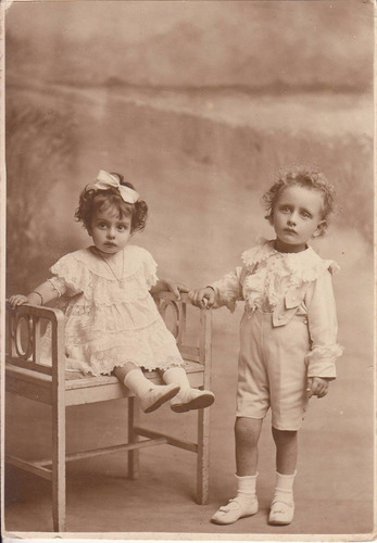 Uruguay Antigua Postal Fotografia Brunel Niños Ropas Vintage