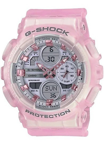 Reloj Casio G-shock Original Rosa Transparente Para Dama E-w Color del fondo Morado