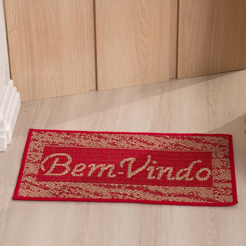 Tapete Sisal Porta Bem-vindo 65cm X 40cm 1 Peça - Vermelho