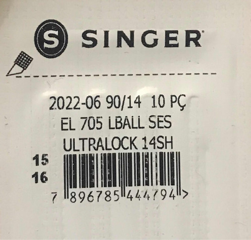 Imagen 2 de 4 de Aguja Singer Maquina De Coser Overlock Domestica Aguja 2054