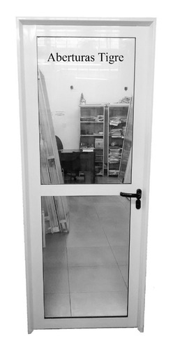 Puertas Aluminio Blanco 100x200 Vidrio Entero Con Travesaño