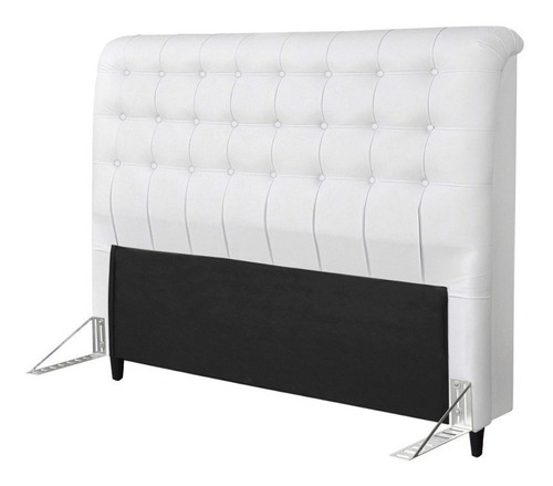  Cabeceira de cama box Simbal Dama 2 corpos 140cm x 126cm Couro sintético branca