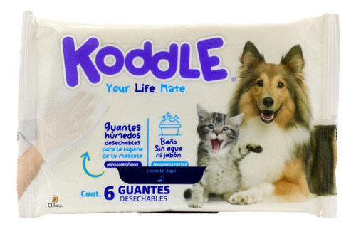 Koddle Guantes De Aseo Para Mascotas 6 Pzas Color Transparente