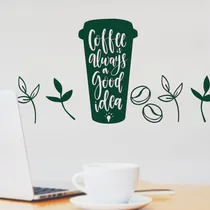 Comprar Vinilos Decorativos Frases Hogar Cocina Vaso Cafe Green 