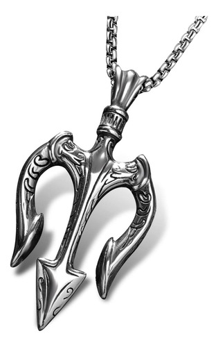 Colar De Proteção De Arma Tridente Bahamut Netuno Poseidon P