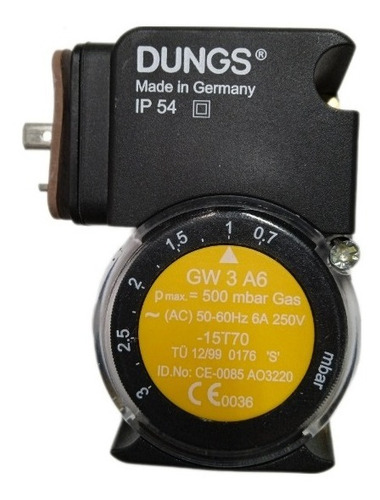 Pressostato Mod. Gw3a6 0.7-3.0 Mbar Mca. Dungs