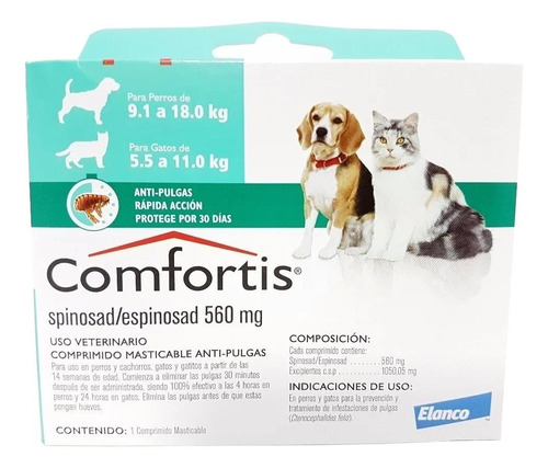 Comprimido antiparasitário para pulga Elanco Comfortis para cão y gato cor verde