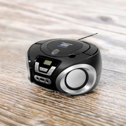Mini Rádio Microsystem Portátil Mega Star Toca Cd Bluetooth Cor Preto