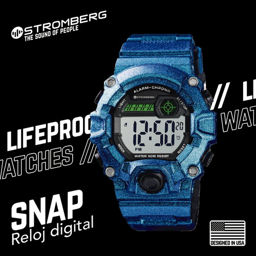 Reloj Stromberg Snap Sumergible Digital Azul Metalizdo