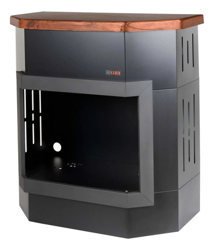 Hogar Metálico Moderno Kamin Rinconero Tas Eme (sin Leños ) Color Negro