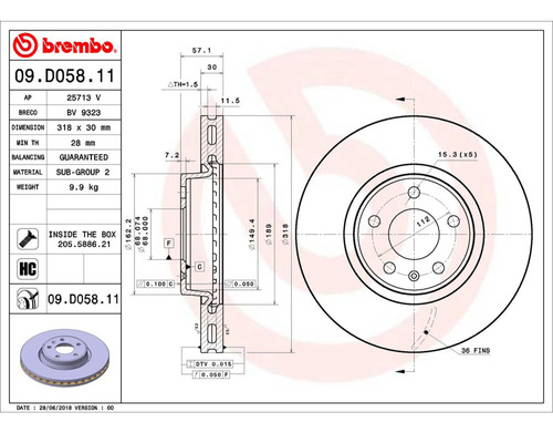 Disco Ventilado Delantero 318.00 Izq/der A4 Del 2017 Al 2022