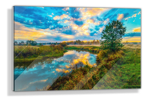 Cuadro De Acrílico Rio Al Atardecer 60x90cm