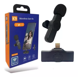 Microfone Lapela Sem Fio Bluetooth Para iPhone X 11 12 13 14 Cor Preto