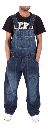 Jardinera Largo Hombre Moda Jeans Básico Cargo Multibolsillo