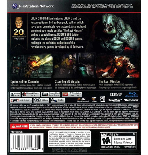 Viprb-doom 3 Bfg Edition Ps3 Bethesda