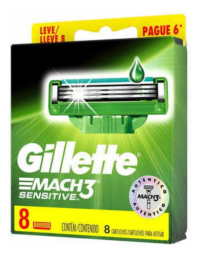 Laminas De Barbear Gillette Mach3 Sensitive Com 8