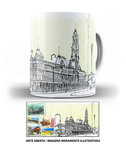 Caneca Estação De Trem Trens Antigos Selos De Carta Antigos