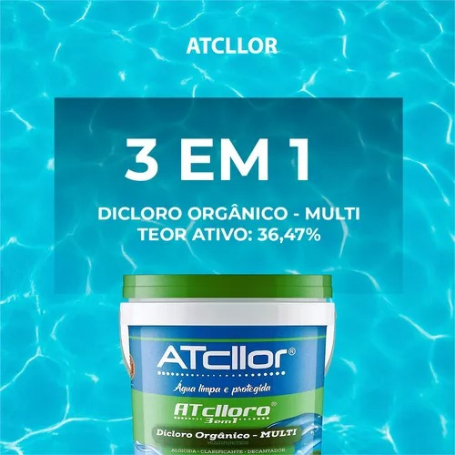 Cloro Atcllor Balde 10kg Para Piscina 3 Em 1