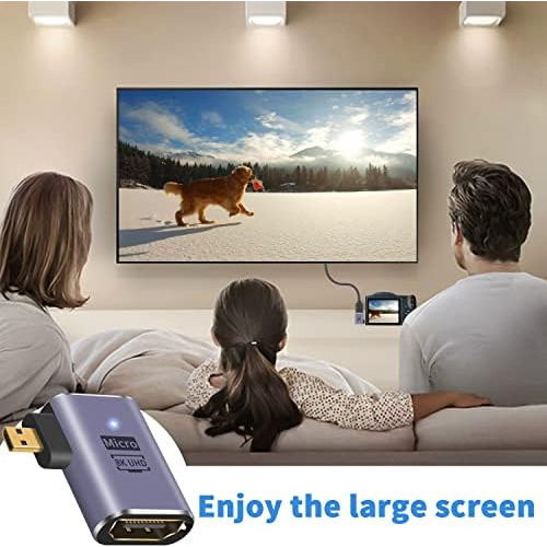 Duttek Adaptador Micro Hdmi De Ángulo 8k, Adaptador Micro Hd