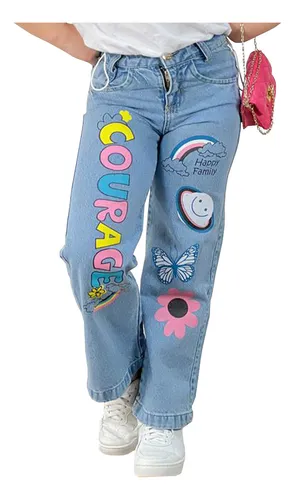 Cal a Jeans Wide Leg Estampada Pantalona Infantil Juvenil