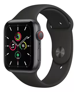 Apple Watch SE 1 Gen (GPS + Cellular, 44mm) - Caja de aluminio color gris espacial - Correa deportiva Negra
